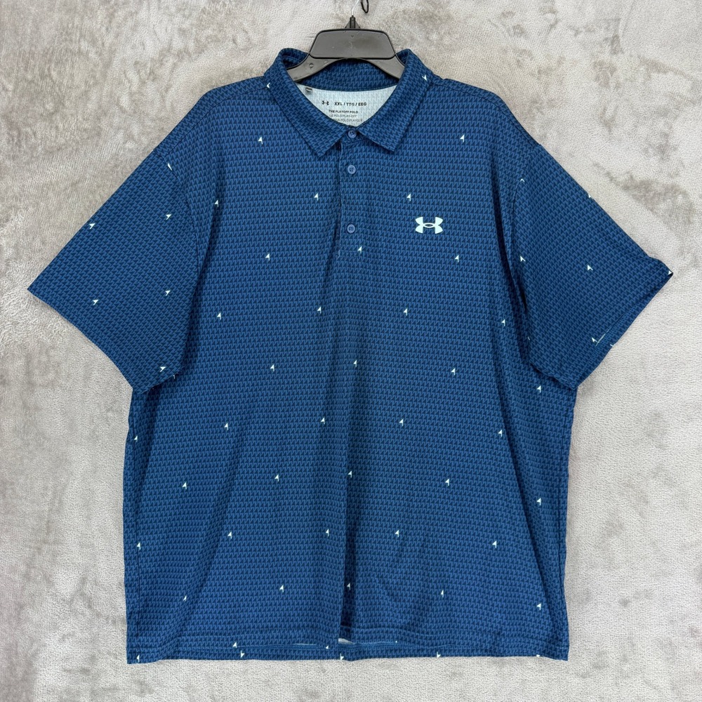 Under Armour Polo Mens XXL The Playoff Polo Blue Geometric EUC